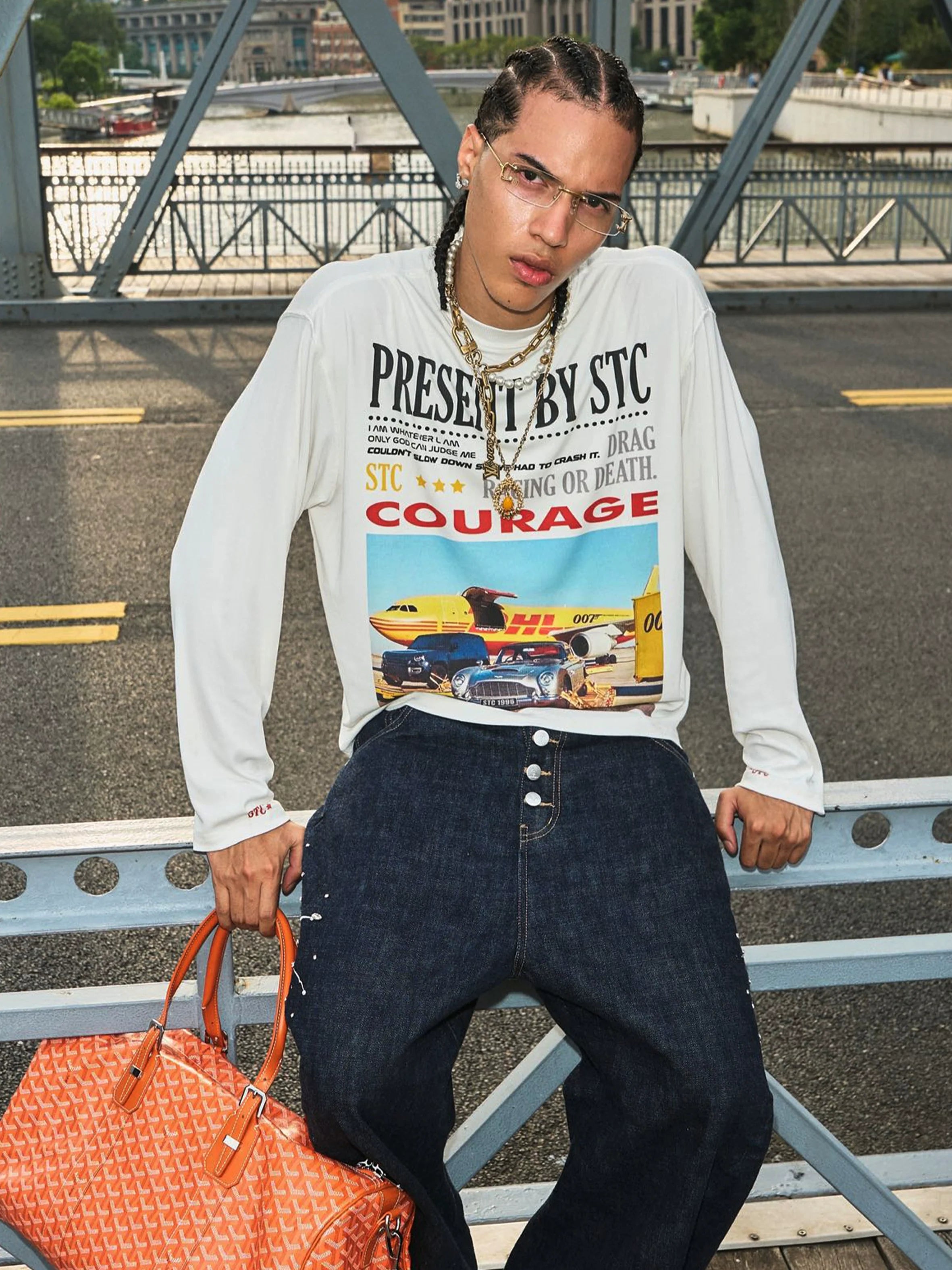 STEEPC Vintage Photo Print Long Sleeve Tee