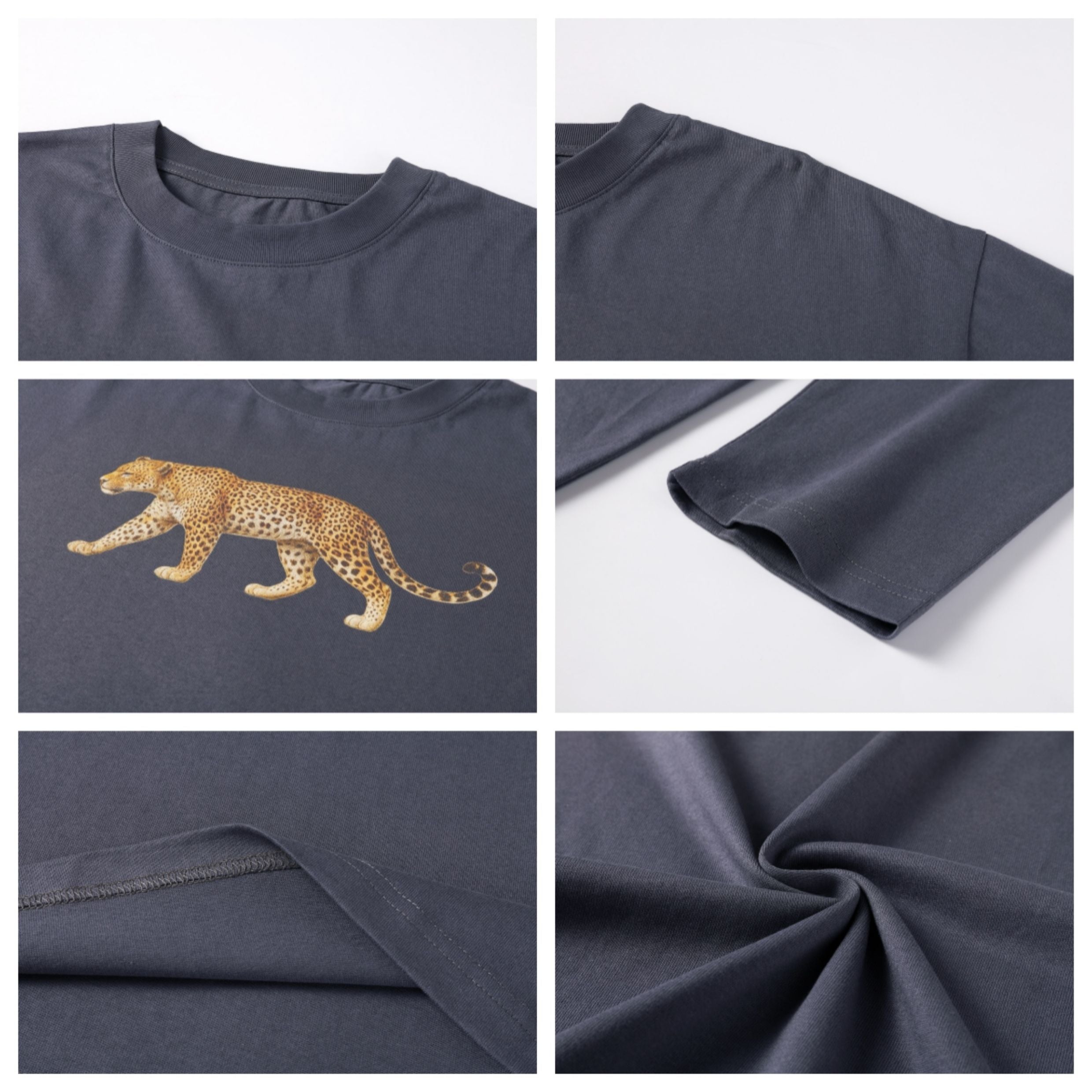 NOVACAM Leopard Digital Print Long Sleeve Tee