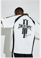 DICETINY Floral Logo Print Soccer Jersey Polo Shirt