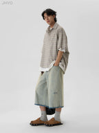 JHYQ Plaid Hot Diamond Pullover Short Sleeve Shirt