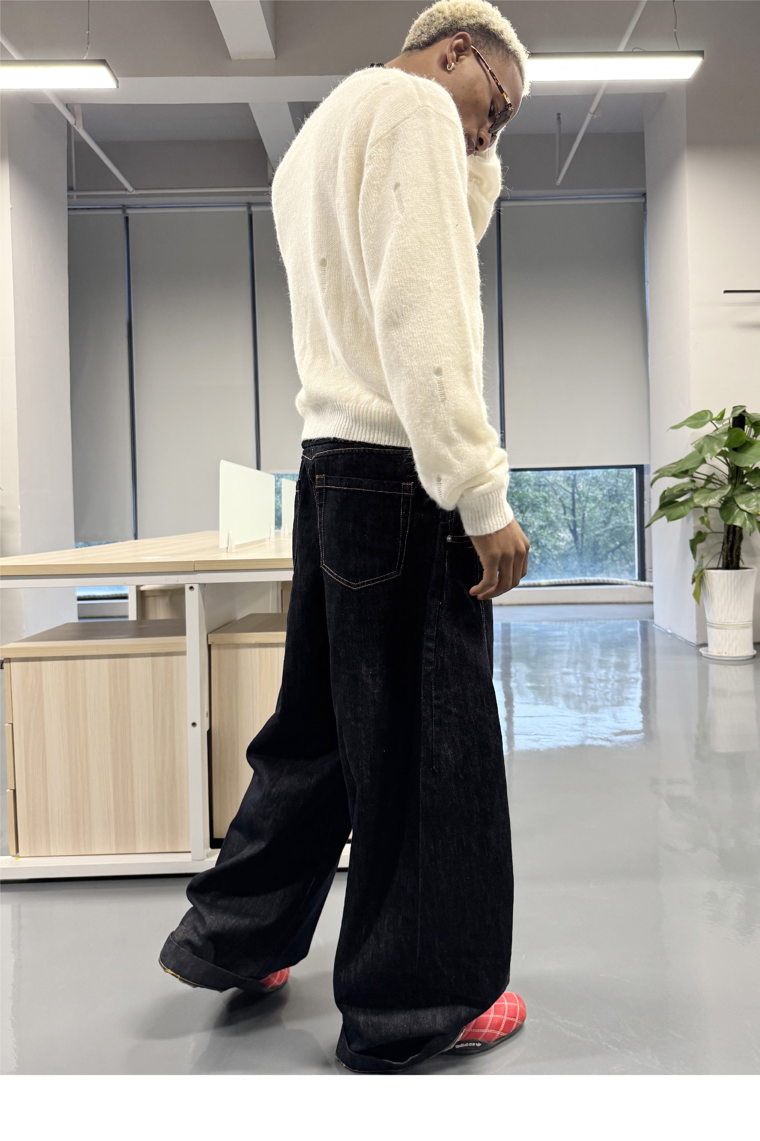 STEEPC Magnetic Button Scimitar Jeans