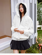 MEDM Pearl Logo Lace Hooded Zip Jacket