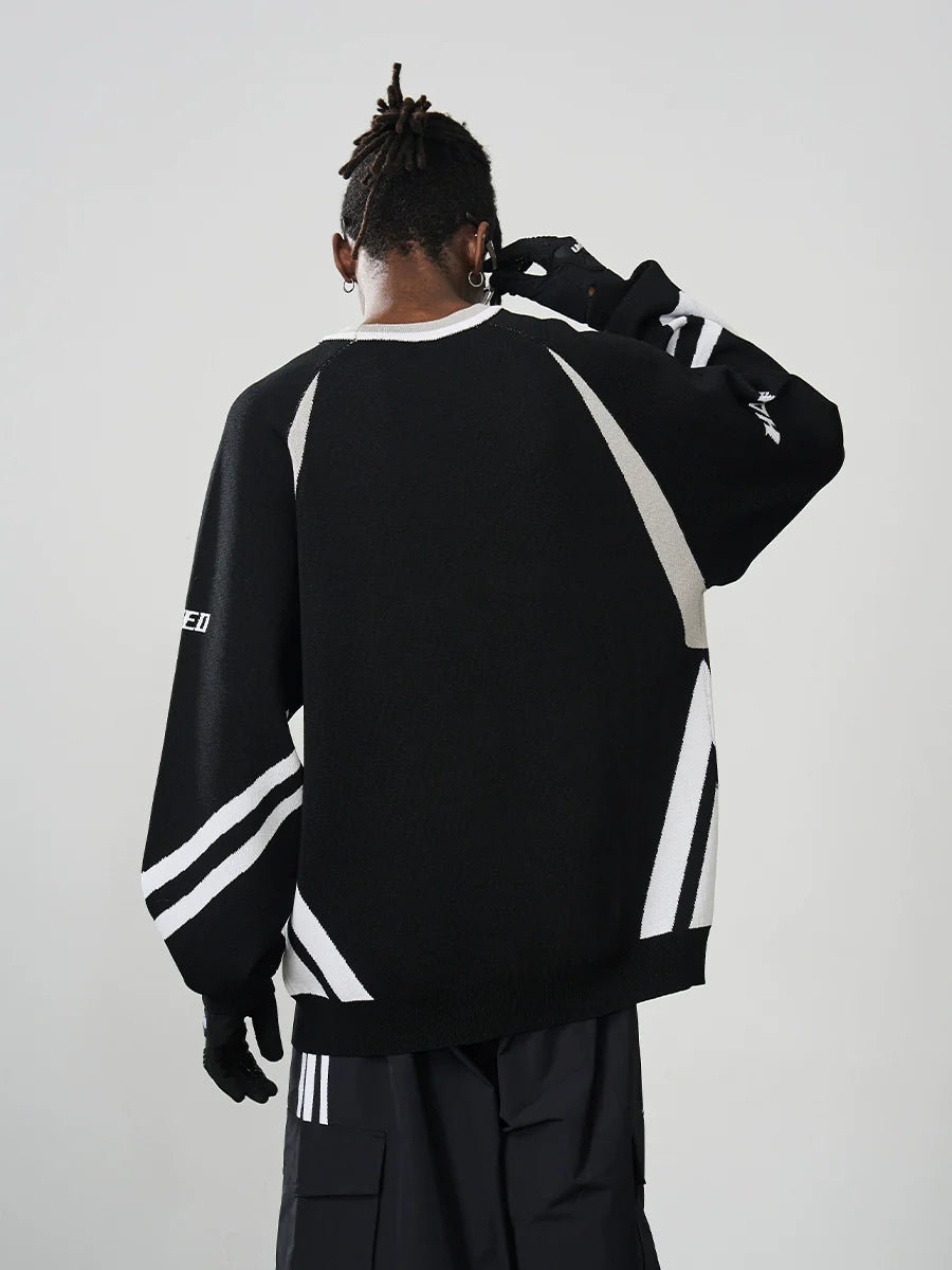 Harsh and Cruel Contrast Racing Knitted Sweater