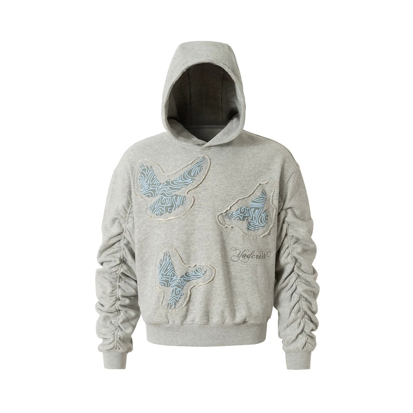 YADcrew Peace Dove Pleated Sleeves Hoodie