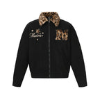 MEDM Leopard Fur Collar Corduroy Jacket