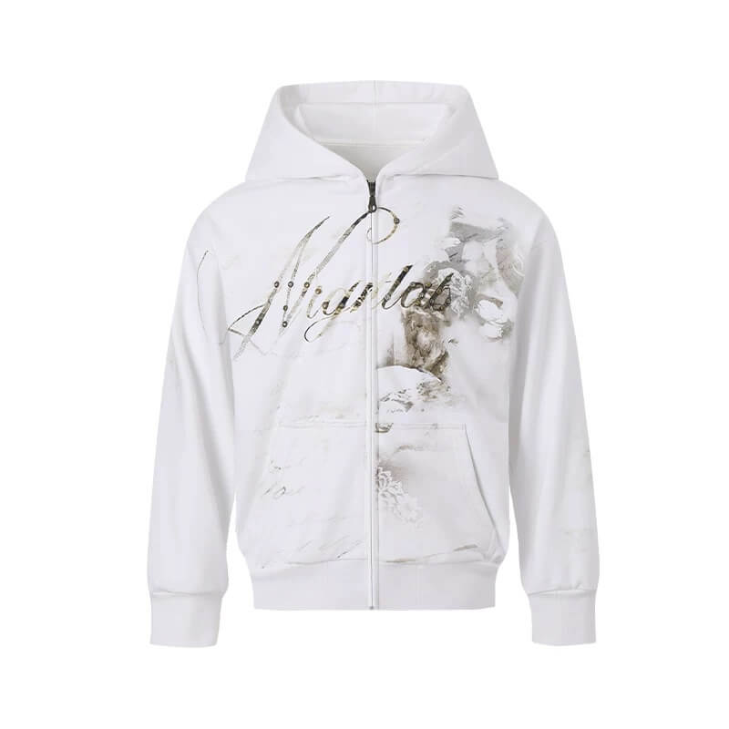 Night Lab Studded Rhinestone Zip Up Hoodie