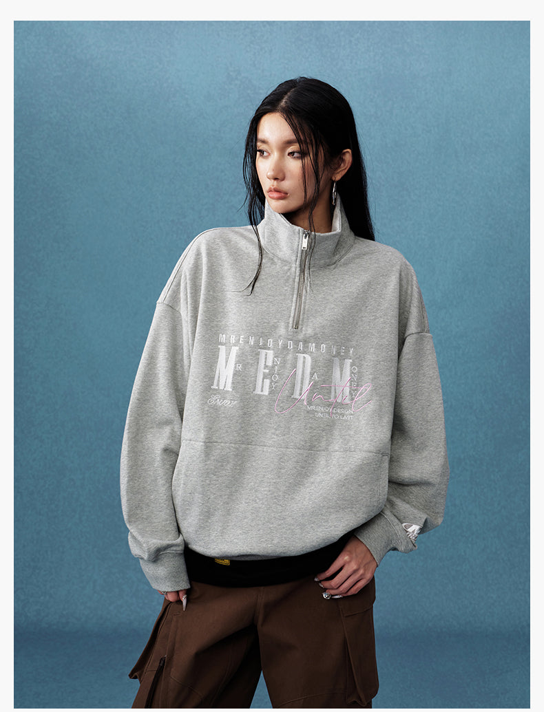 MEDM Half-Zip Logo Embroidered Sweatshirt