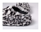 KARMANISTIC Rose White Leopard Fur Embroidered Slipper Clogs