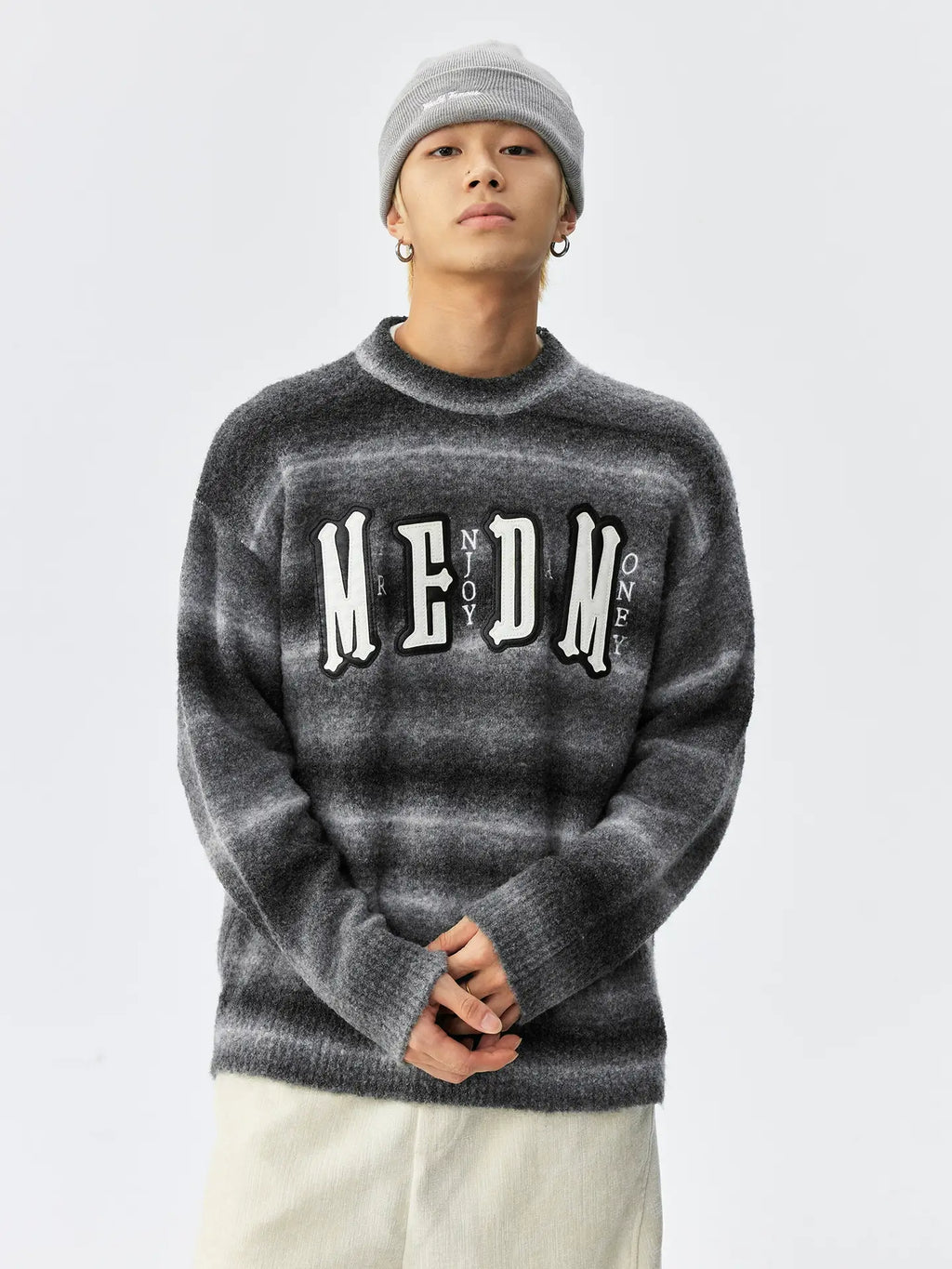 MEDM Logo Patch Rainbow Gradient Knit Sweater