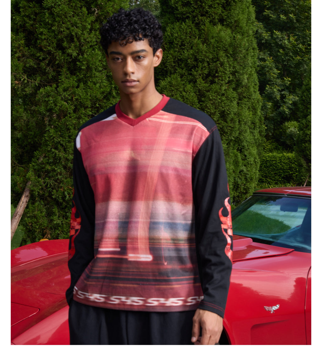 S45 Flame Print Neon Sunset Long Sleeve Tee