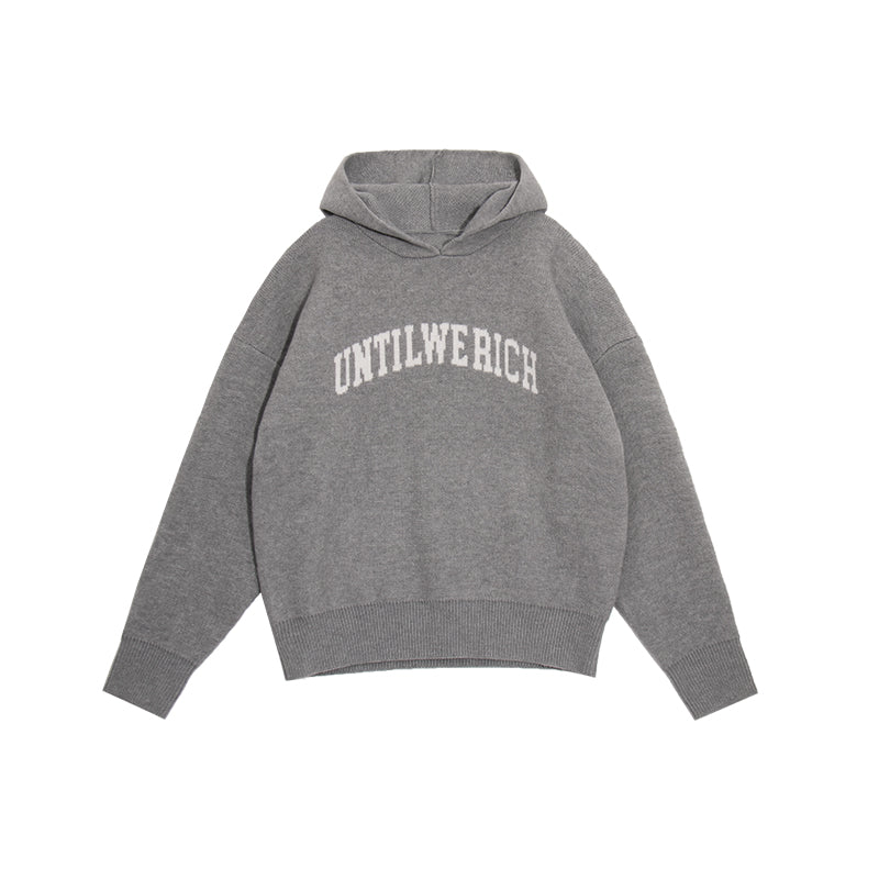 UNTILWERICH Jacquard Hooded Knit Sweater