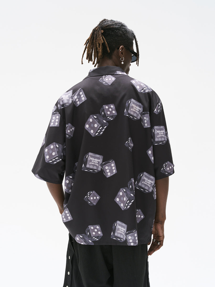 Harsh and Cruel 3D Dice Print Cuban Shirt