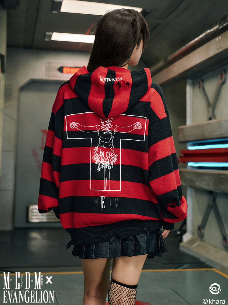 MEDM x EVA Lilith Stripe Zip-Up Knit Hoodie