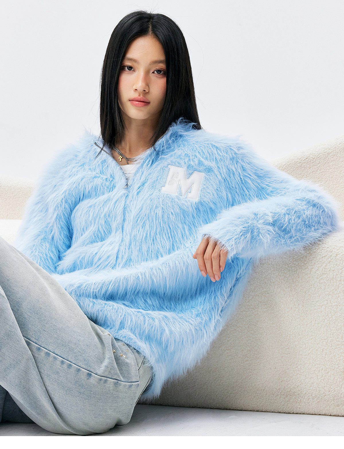MEDM Mohair Hooded Zip Up Jacket