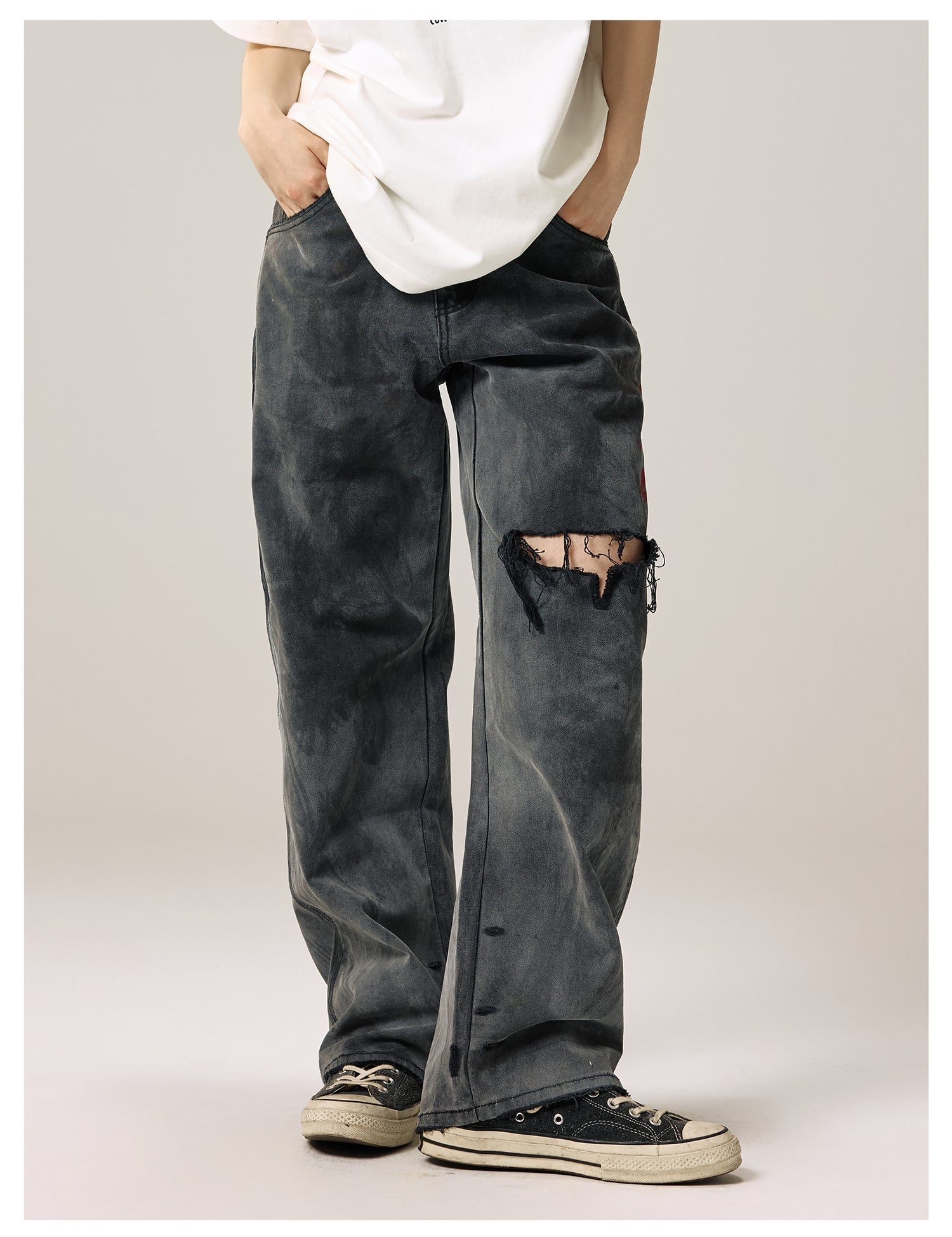Remedy Kiss Mark Distressed Hole Work Painter Pants
