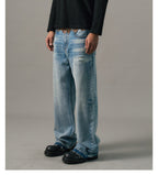 S45 Leopard Patchwork Washed Flared Jeans