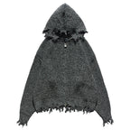 Remedy Distressed Hooded Zipper Knit Cardigan