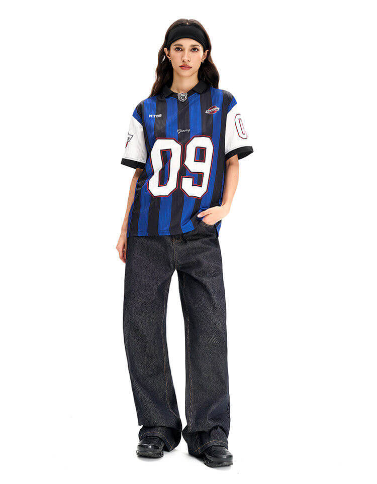 F3F Select Contrast Stripe Short Sleeve Polo Soccer Jersey