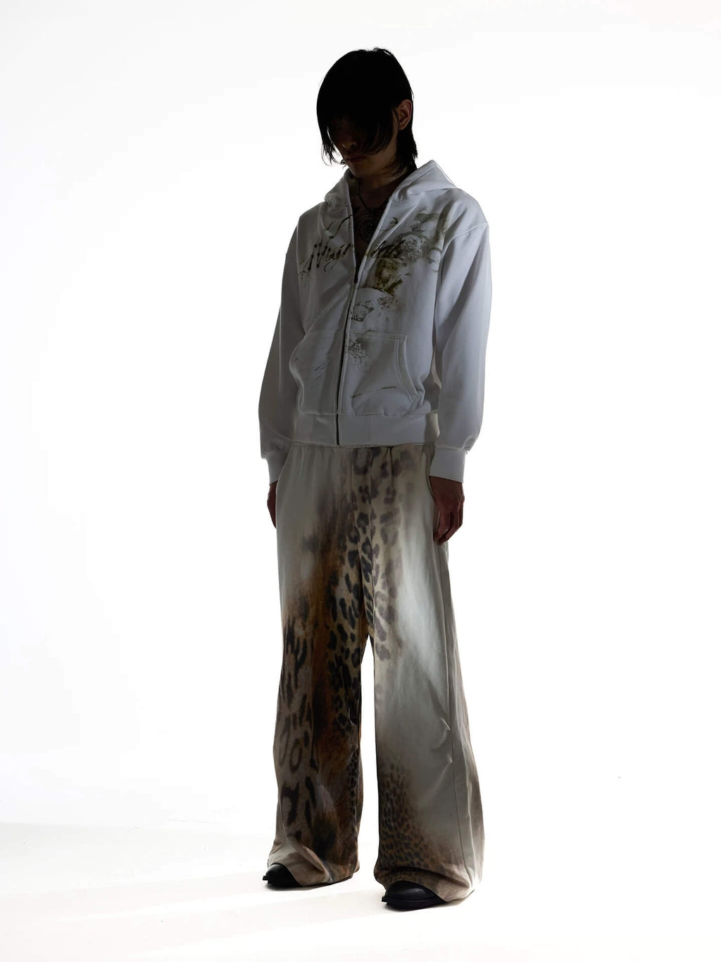 Night Lab Leopard Print Double Waistband Sweatpants