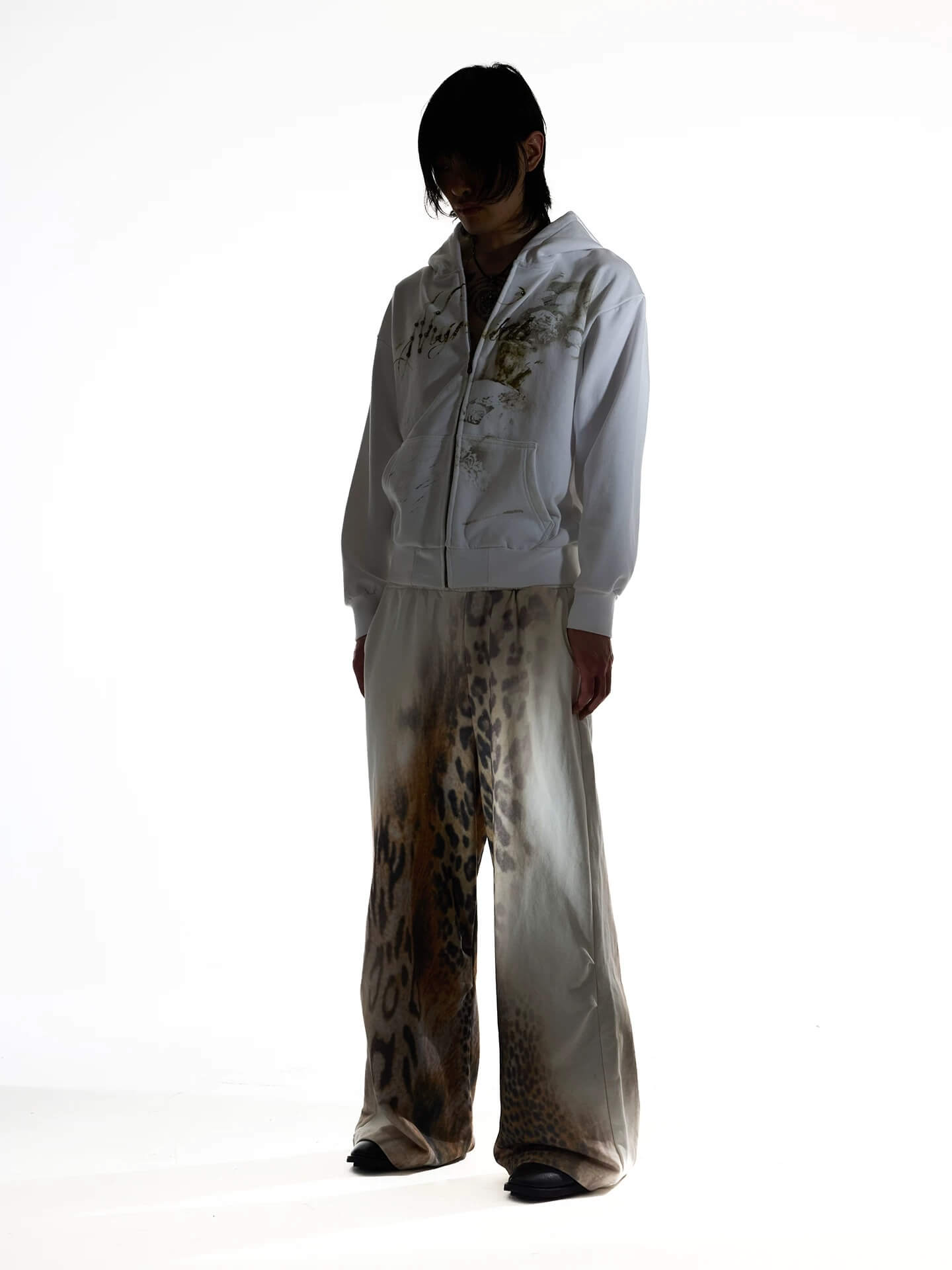 Night Lab Leopard Print Double Waistband Sweatpants