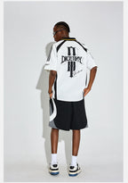 DICETINY Floral Logo Print Soccer Jersey Polo Shirt