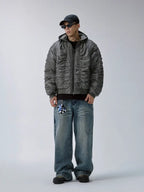 F2CE Ruched Hooded MA-1 Bomber Jacket