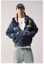 Remedy Washed Patch Embroidered Zip Up Hoodie
