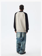 MEDM Color-Blocked Raglan Sleeve Knit Sweater
