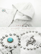 JHYQ Rhinestone Thorn Print Double Zipper Hoodie