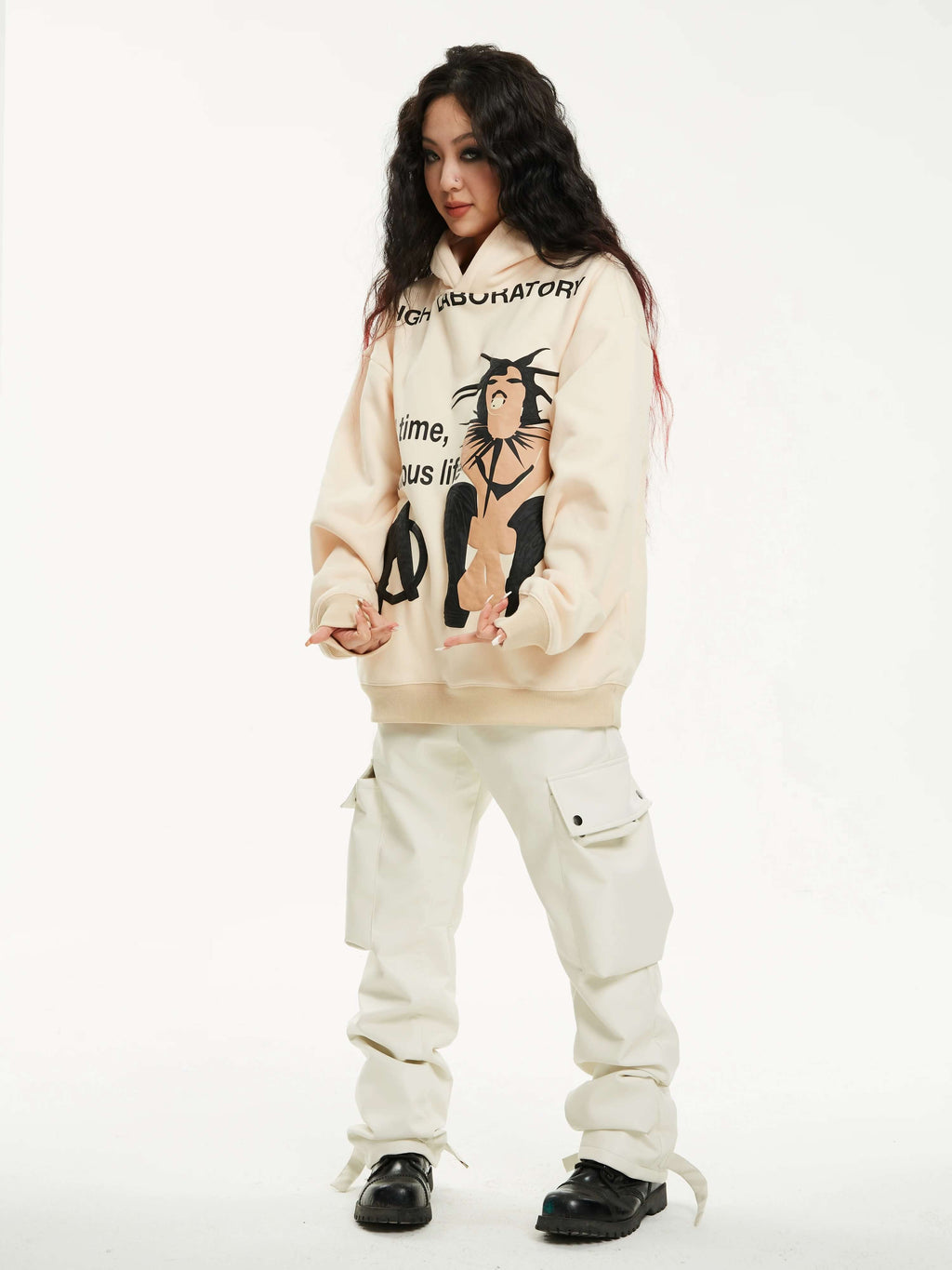 Night Lab Punk Girl Puff Print Hoodie