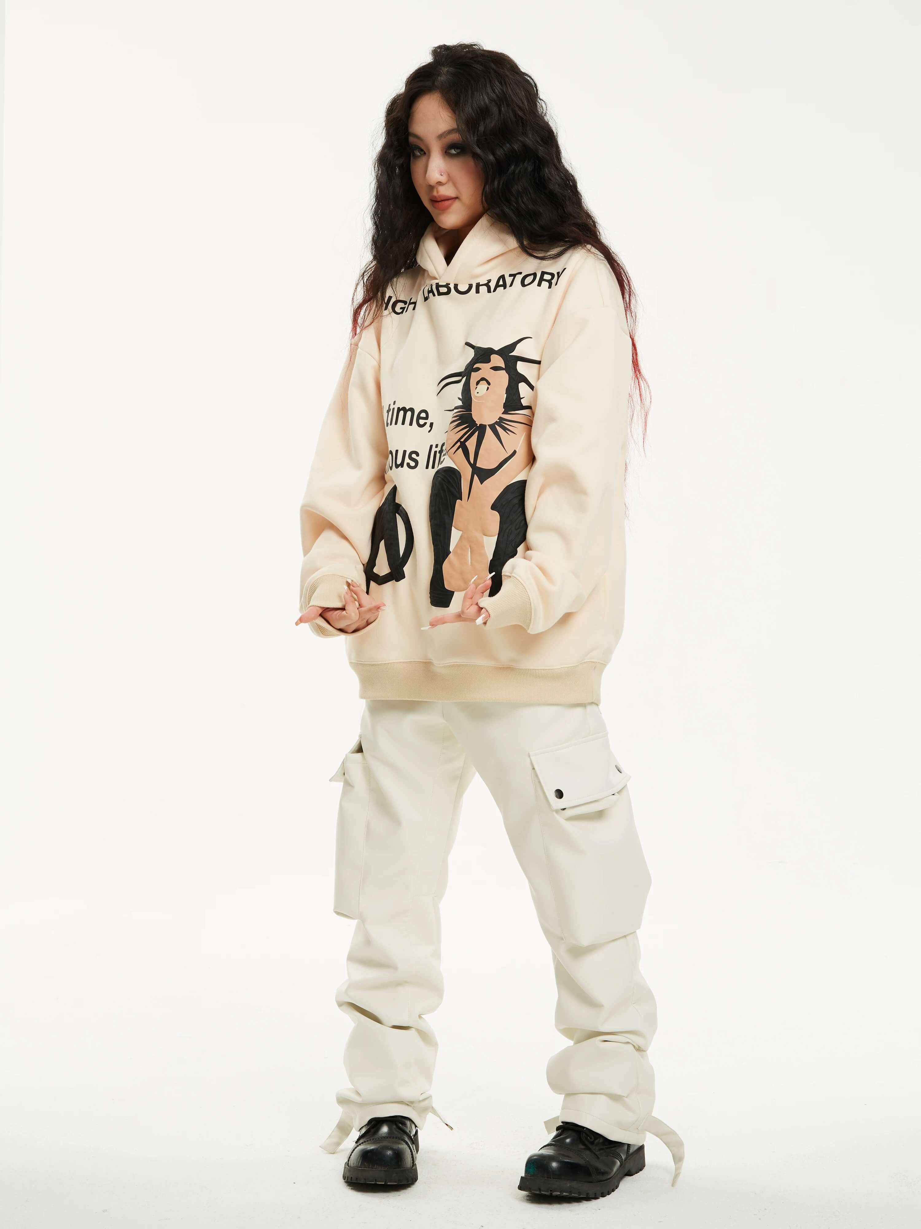 Night Lab Punk Girl Puff Print Hoodie