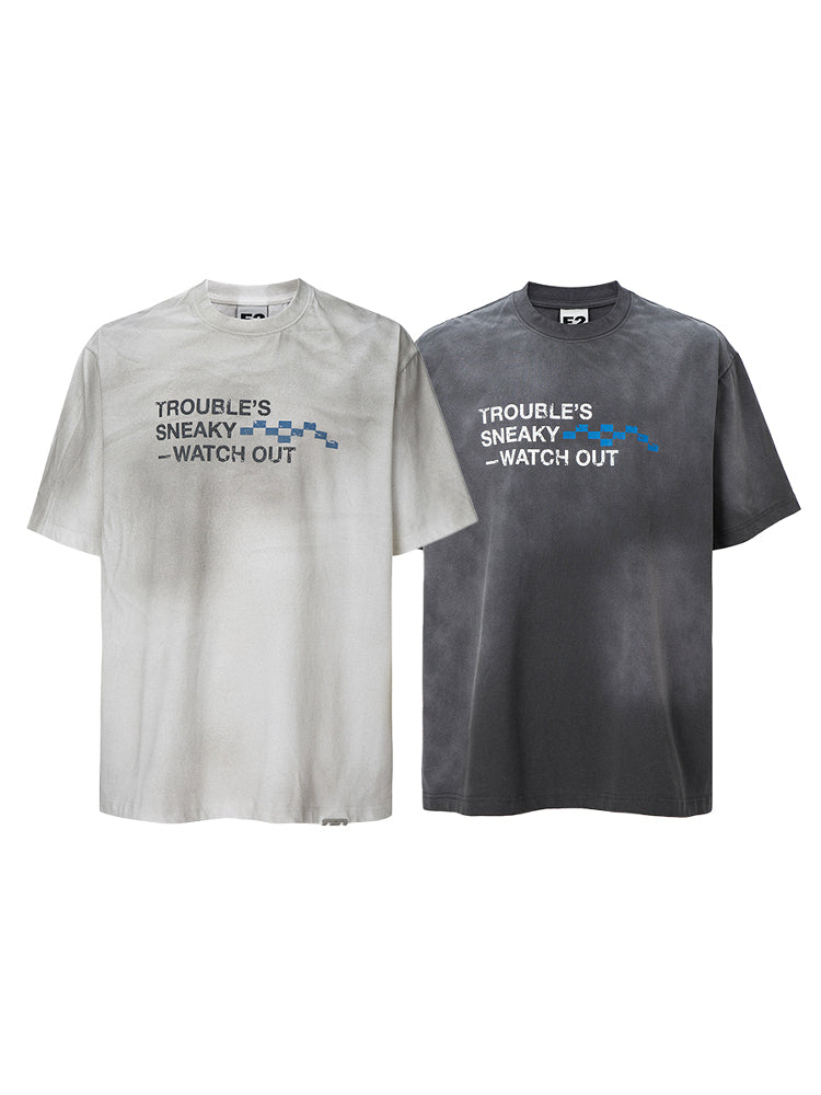 F2CE Aged Mud Dye Printed Slogan Tee