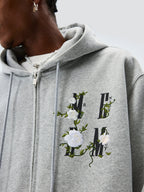 MEDM Flower Logo Embroidered Zip-Up Hoodie