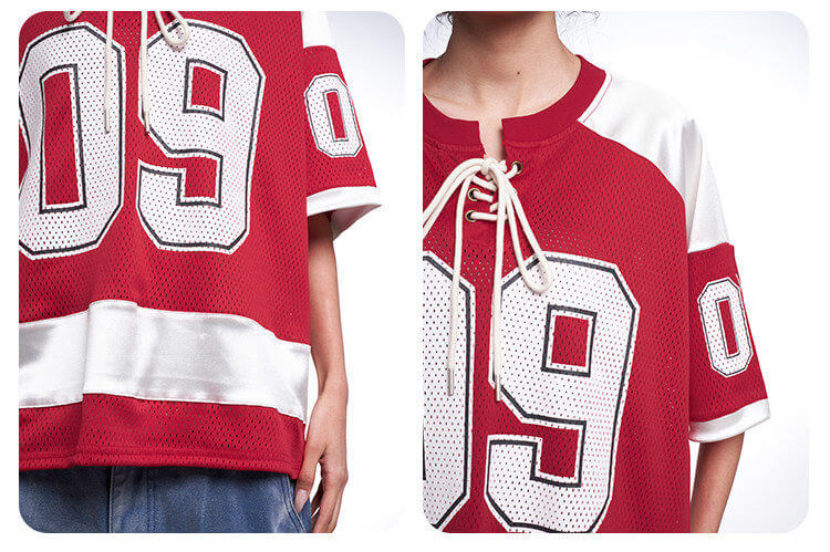 F3F Select Color Block Lace Up Mesh Short Sleeve Hockey Jersey