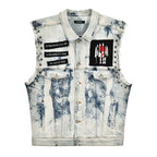 VENTUREK Bleach Wash Patch Rivet Denim Vest
