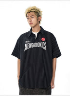 AFGK Striped Logo Print Short Sleeve Shirt