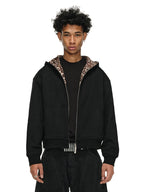 ANTIDOTE Leopard Print Lined Double-Zip Hoodie