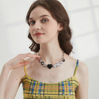 AWE Black Love Heart Daisy Chain Necklace