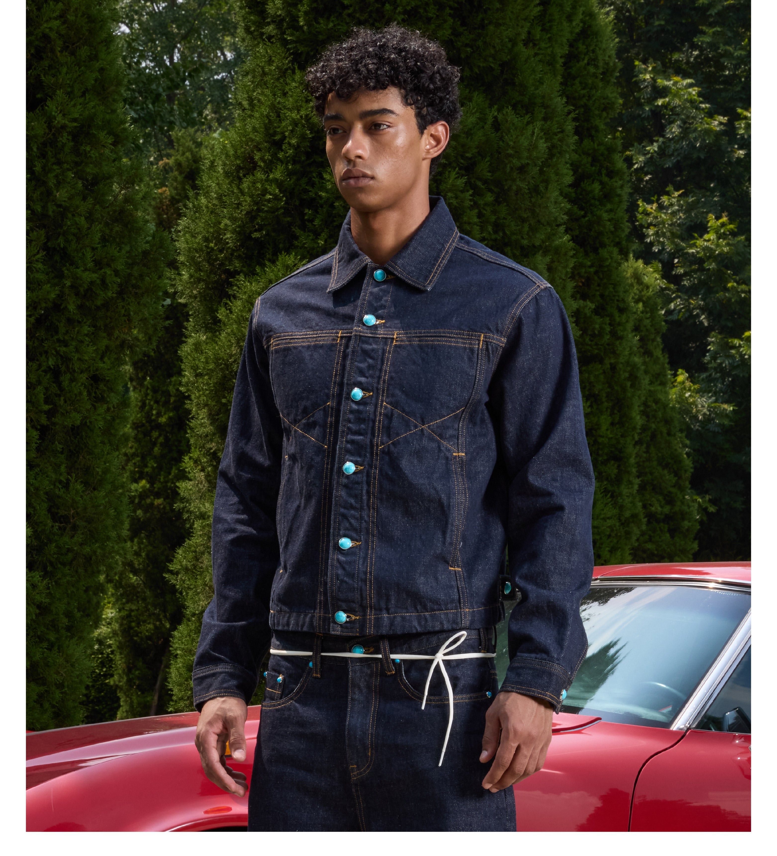 S45 Turquoise Button Denim Jacket
