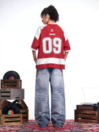 F3F Select Color Block Lace Up Mesh Short Sleeve Hockey Jersey
