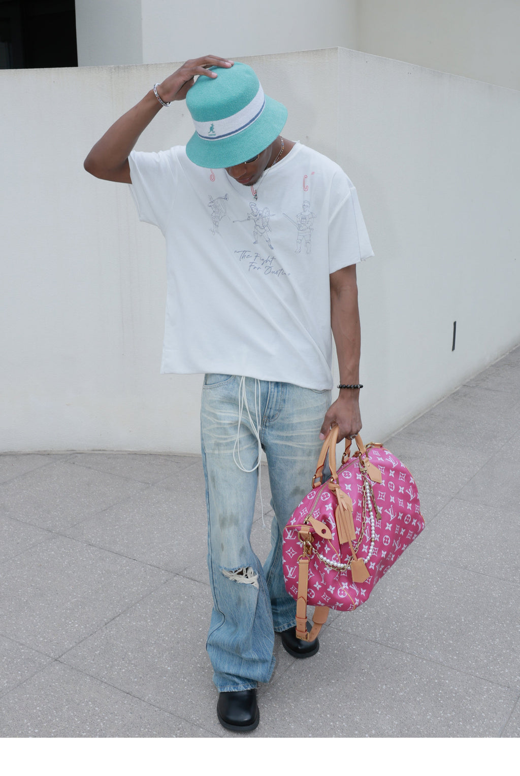 STEEPC Dirty Washed Faded Distressed Jeans