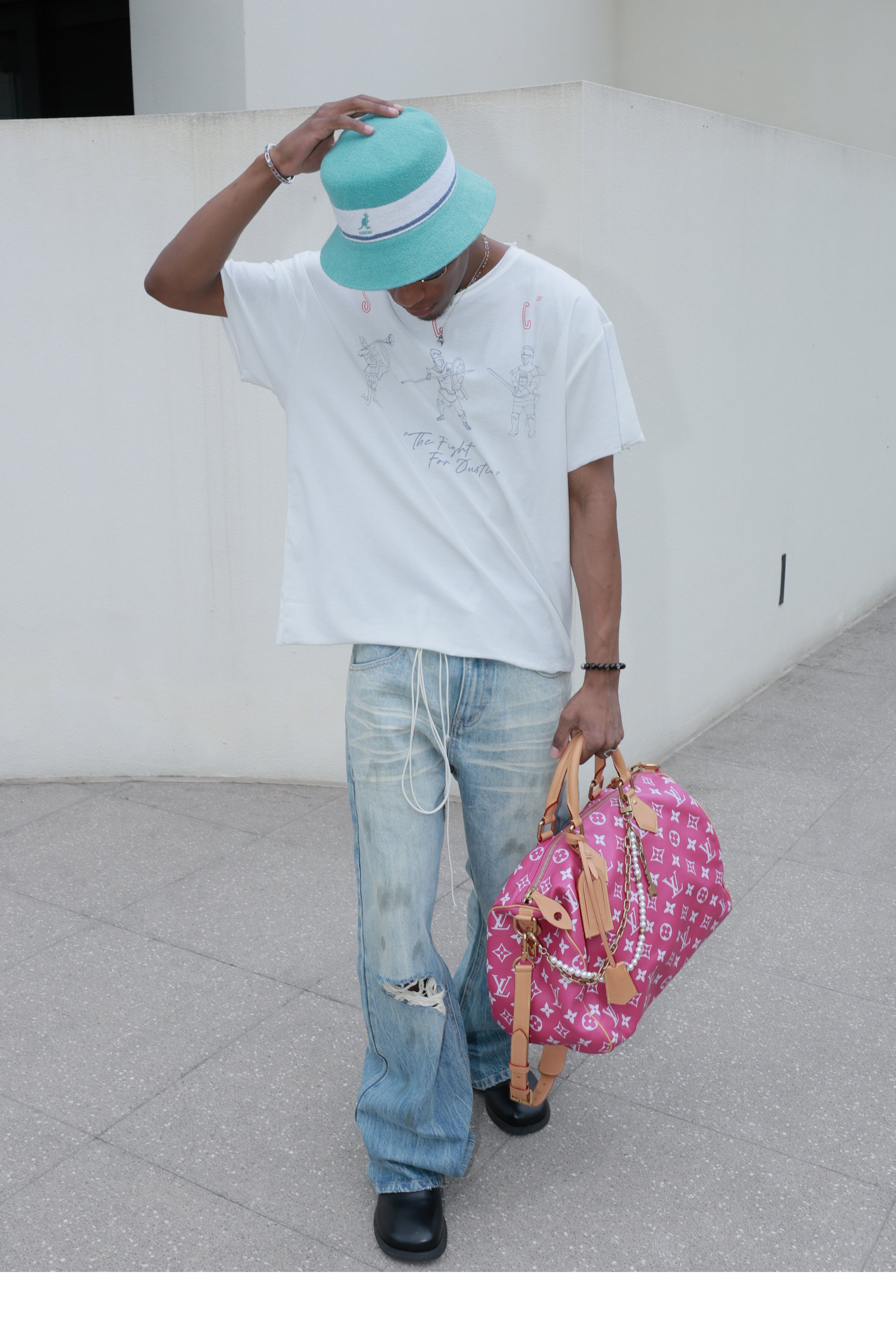 STEEPC Dirty Washed Faded Distressed Jeans