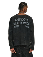 ANTIDOTE Striped Texture Washed Ink Splash Knit Sweater