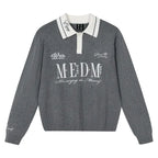 MEDM Color Blocked Long Sleeve Knit Polo Sweater