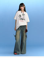 MEDM Cat Ear Hat Puppy Balloon Print Tee
