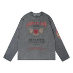 Labt Faded Dye Vintage Print Long Sleeve Tee