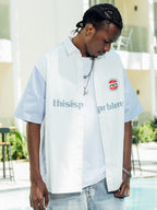 PRBLMS Contrast Color Stitching LOGO Short Sleeved Shirt