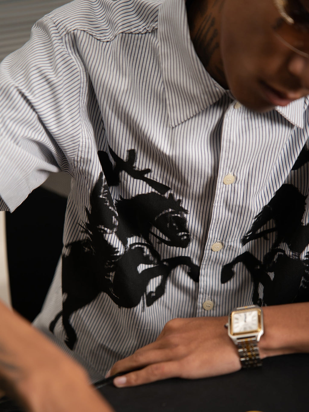 TGFCLUB 223 Print Stripe Short Sleeve Shirt