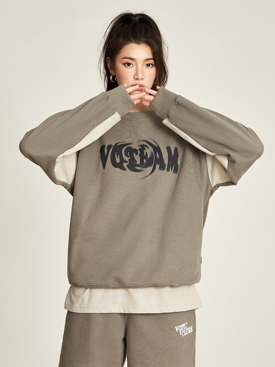 VOTE Contrast Color Rotating Sweatshirt