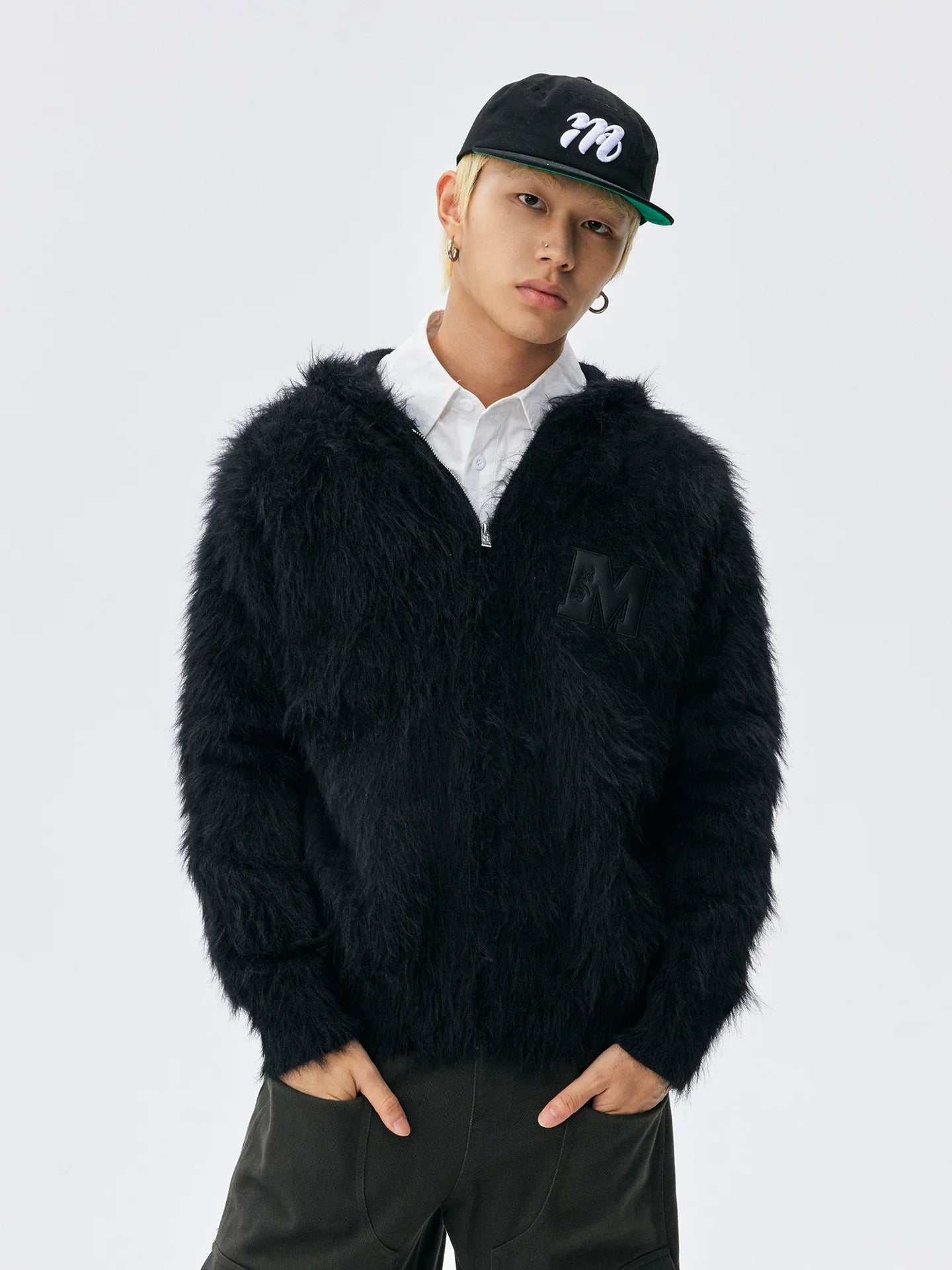 MEDM Mohair Hooded Zip Up Jacket